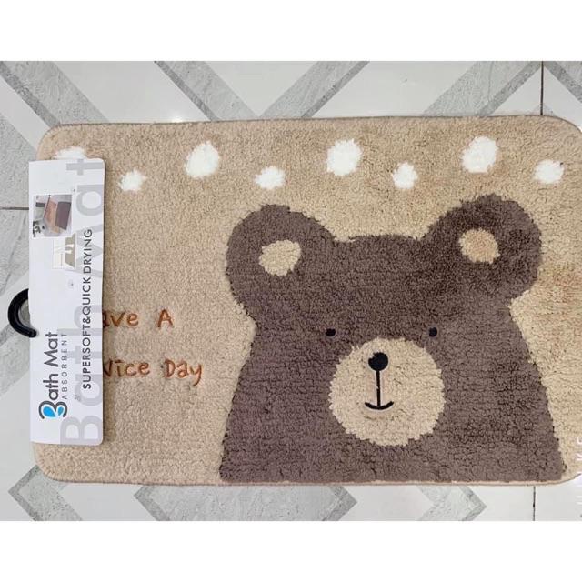Thảm lau chân lông cao cấp hình gấu nâu Math Mat 40x60cm thảm chùi chân chống trơn trượt trang trí nhà cửa