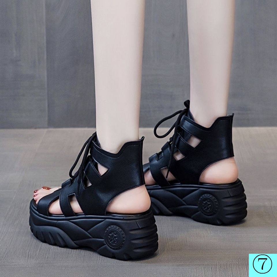 Giày Sandal Đế Xuồng Dày Dặn Bằng Da Mềm Chống Trượt Thoải Mái Thời Trang Xuân Hè 2022 Dành Cho Bạn Nữ