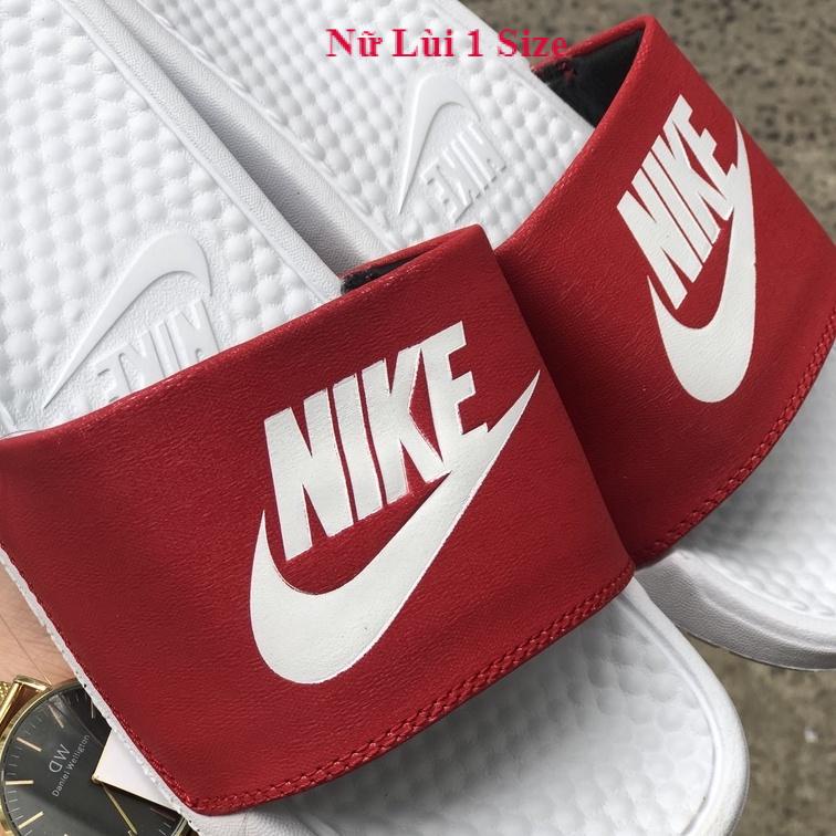 Dép unisex 𝐍𝐈𝐊𝐄 ❤️FREESHIP + Hộp❤️ dép quai ngang thể thao nam nữ mk in 𝐍𝐈𝐊𝐄-𝐁𝐚𝐧𝐚𝐬𝐬𝐢, trắng-quai-đỏ