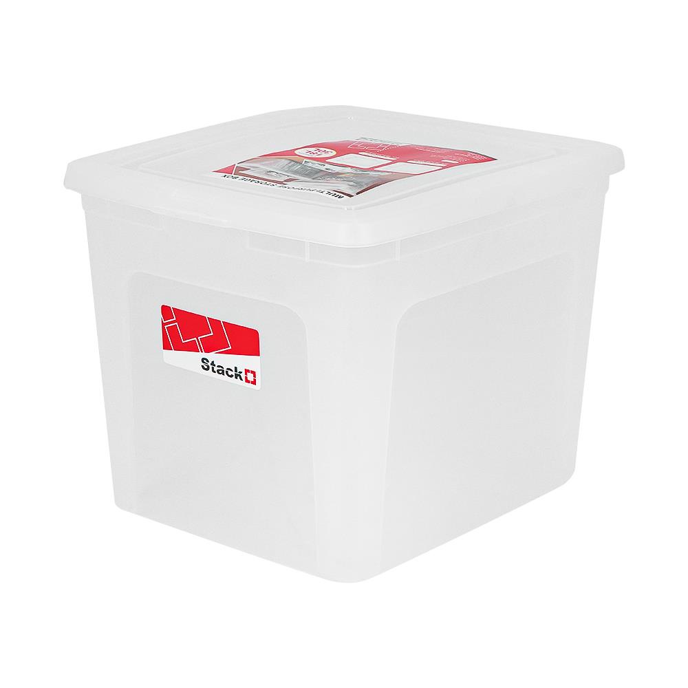 HomeBase STACKO Hộp nhựa đựng đồ đa năng có nắp 22L Thái Lan W39.5xH30.5xD34cm màu trắng trong