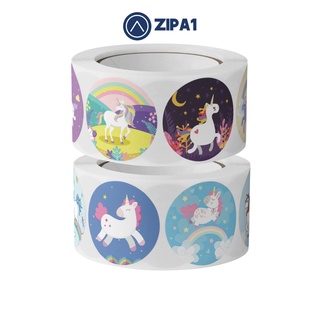 500 miếng dán sticker hình Unicorn dễ thương - 2.5x2.5cm / miếng - A1021 - Zip A1