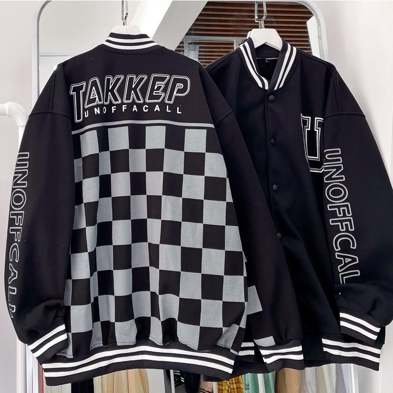 Áo khoác bomber nỉ dạ CARO ĐEN 🏁 Nam nữ unisex/Áo khoác hoodie form rộng Jaystore 🖤 BOMBER U