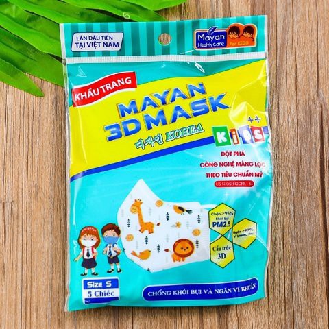 Khẩu Trang Y tế Cho Bé 3D MAYAN 3D - Túi 5 chiếc   - UNIV