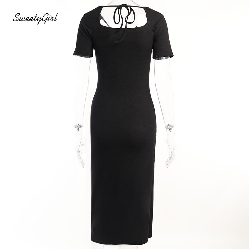 Đầm Midi Tay Ngắn Màu Trơn Dáng Ôm Thời Trang 2022 Quyến Rũ Cho Nữ