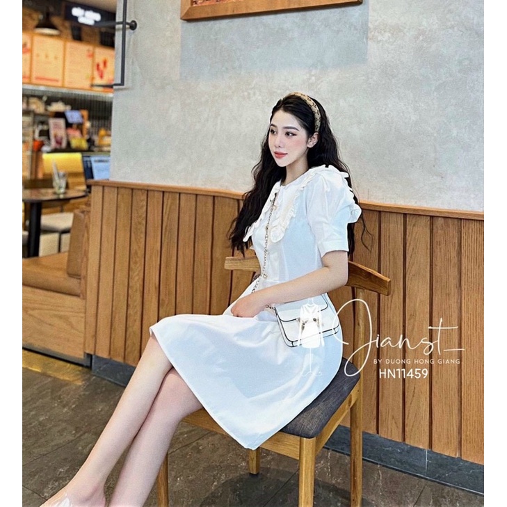 VÁY XOÈ CỔ PHỐI NÚT NGỌC