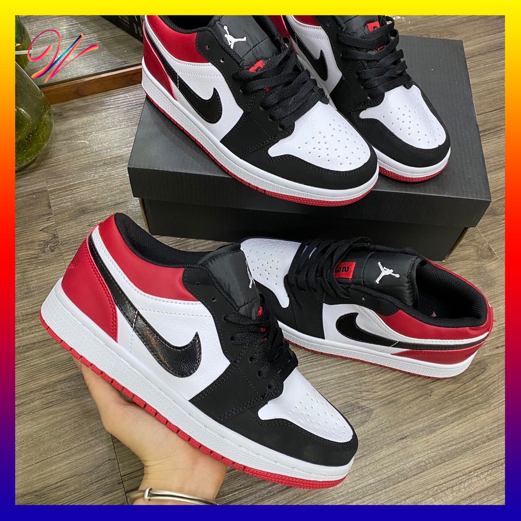 Giày sneaker đen đỏ cổ thấp