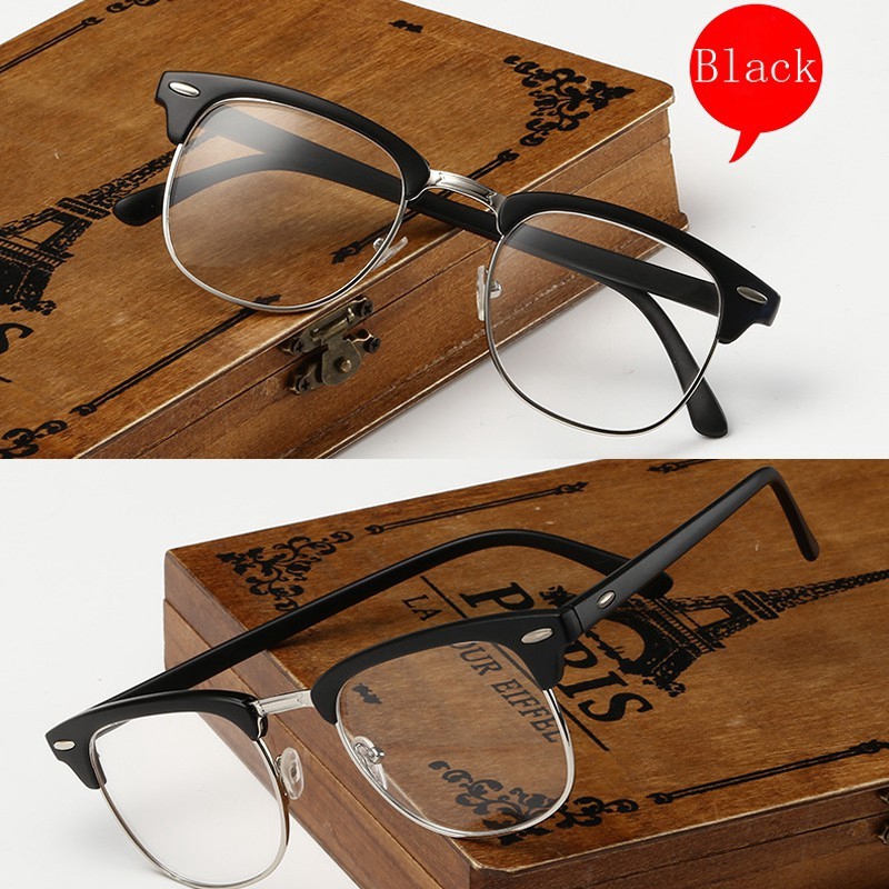 Clubmaster Vintage Men Women Eyeglass Glasses Round Spectacles Clear Lens 3016