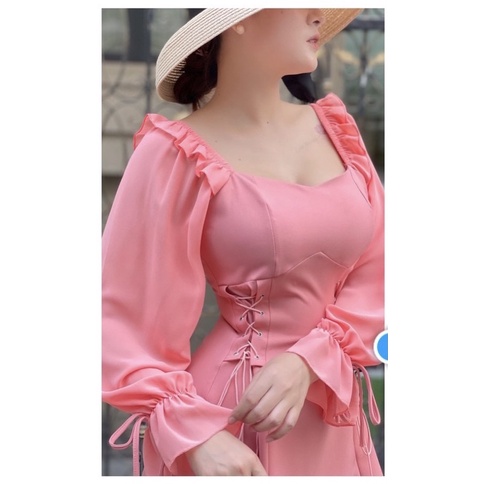 Đầm xoè dự tiệc màu đen mặc được nhiều kiểu eo đan dây xinh xắn - Thời Trang VADA - Đ300