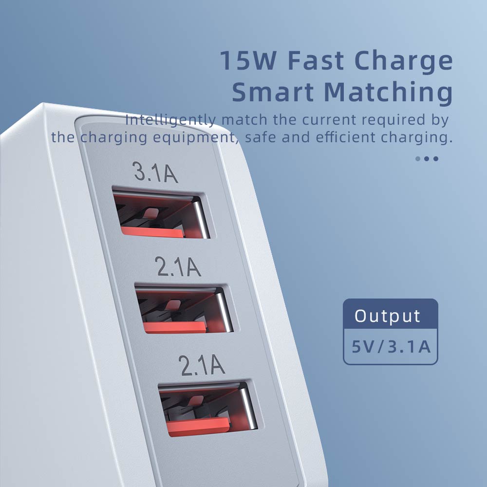 Cốc sạc nhanh Essager 3 cổng USB 15W