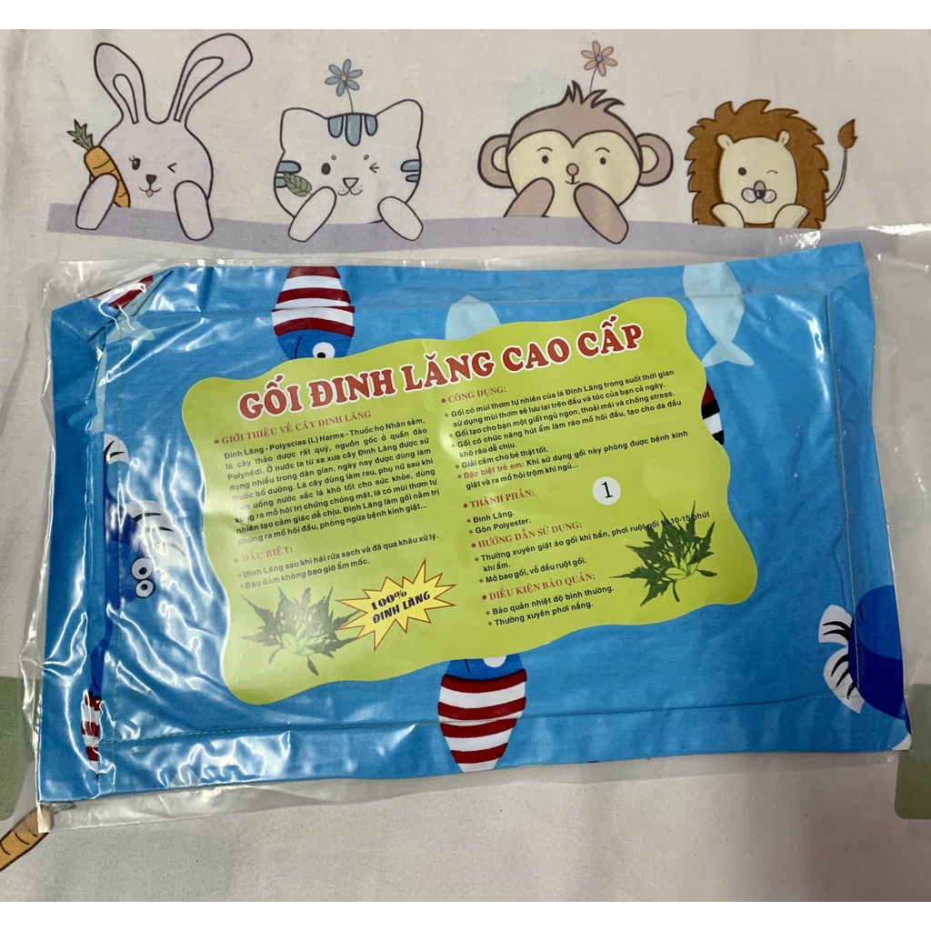 Gối đinh lăng cho bé sơ sinh và trẻ em vỏ cotton Anh Việt