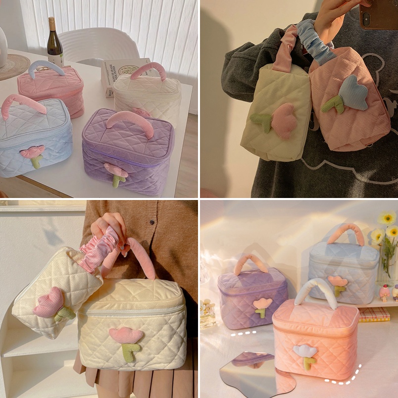 Túi Đựng Đồ Trang Điểm Hình Hoa Tulip Đa Năng Tiện Dụng Mang Theo Du Lịch Cho Nữ