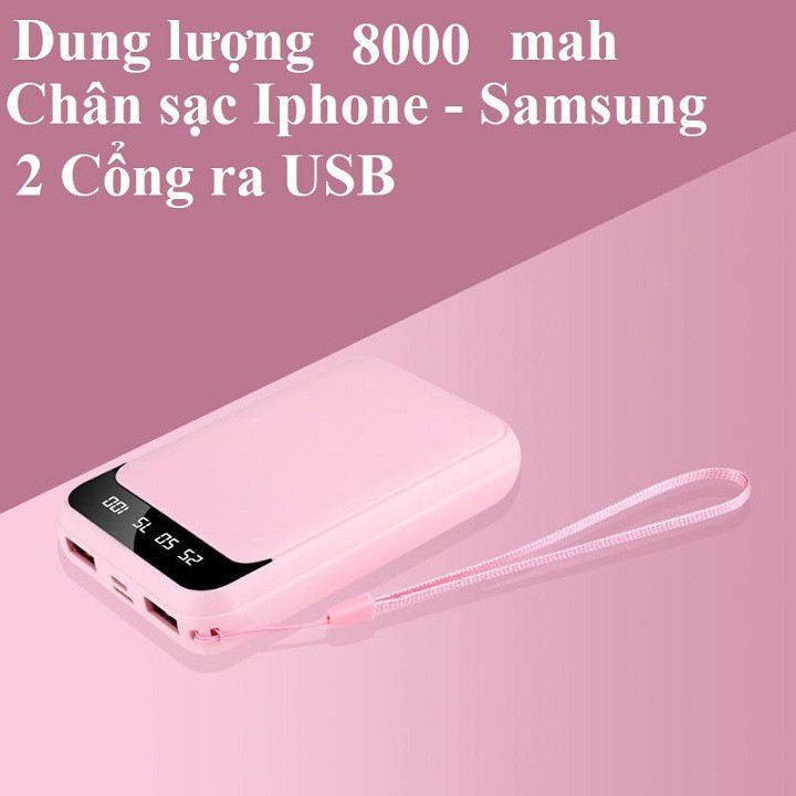 FREESHIP 50K TOÀN QUỐC_ Sạc dự phòng mini 8.000 mah nhỏ gọn có đèn led báo pin cao cấp