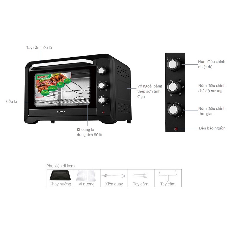 Lò nướng Sanaky VH-809S2D/N2D 80L