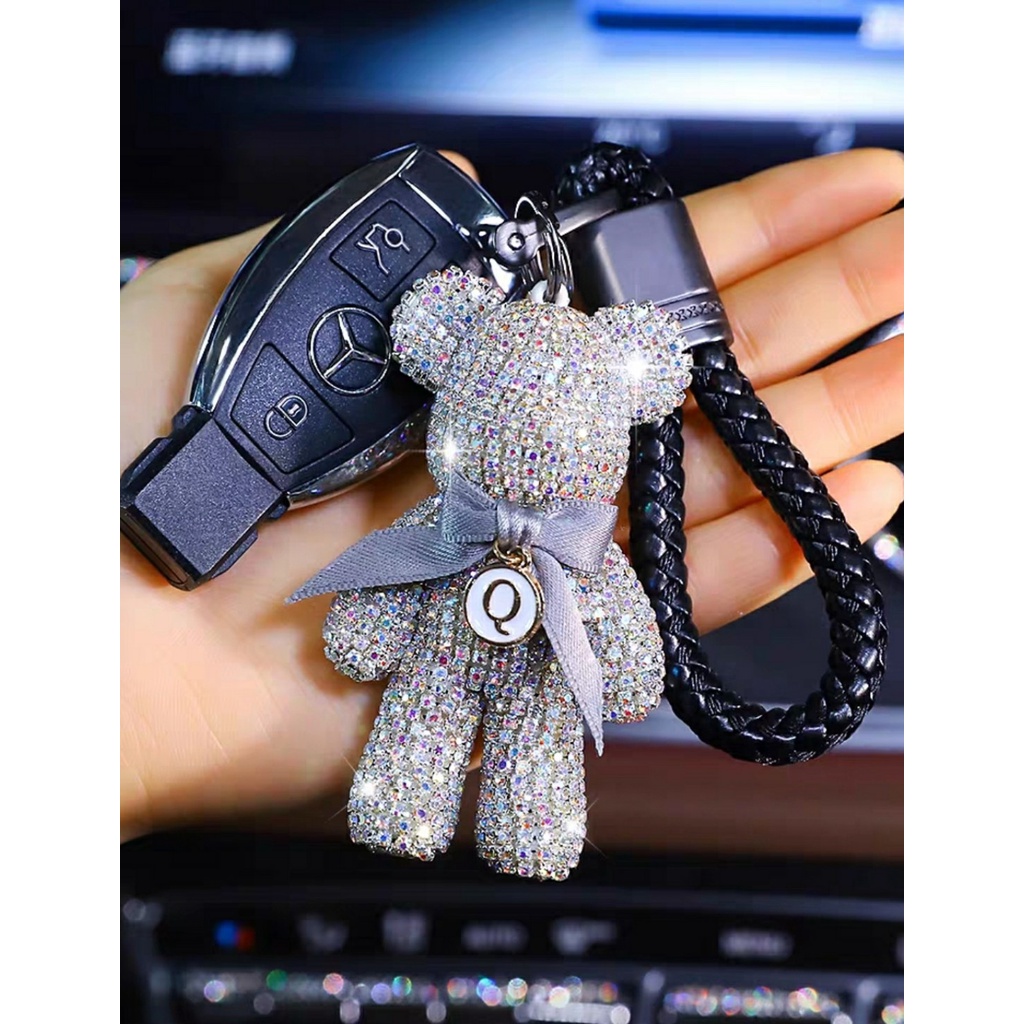 Móc khóa Bearbrick Gấu đính đá thời thượng phụ kiện xe hơi túi xách