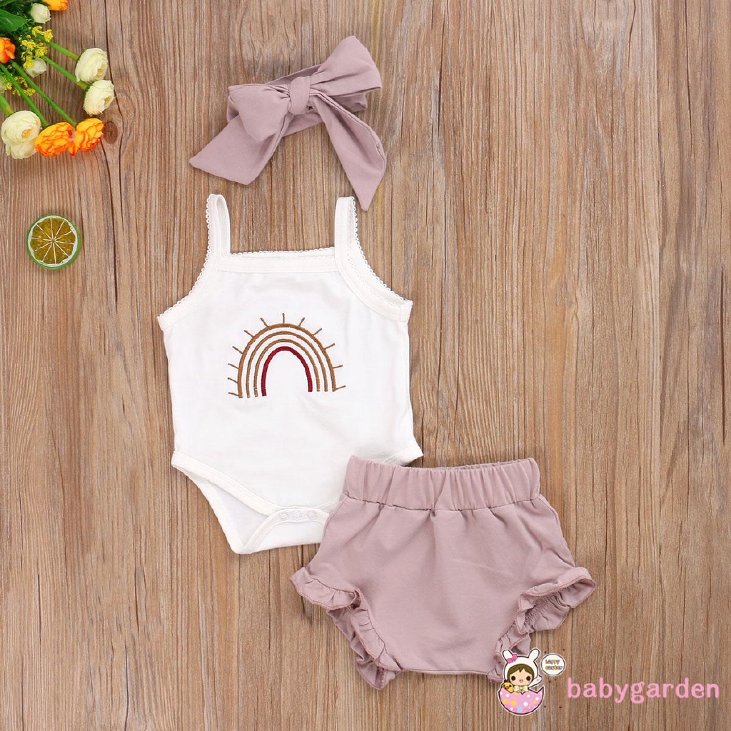 Set Jumpsuit Hai Dây + Quần Dài + Băng Buộc Đầu Cho Bé Gái