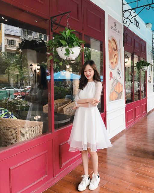váy trắng dự tiệc tay ren kèm ảnh thật và video MS421 SẴn SIZE S,M | BigBuy360 - bigbuy360.vn