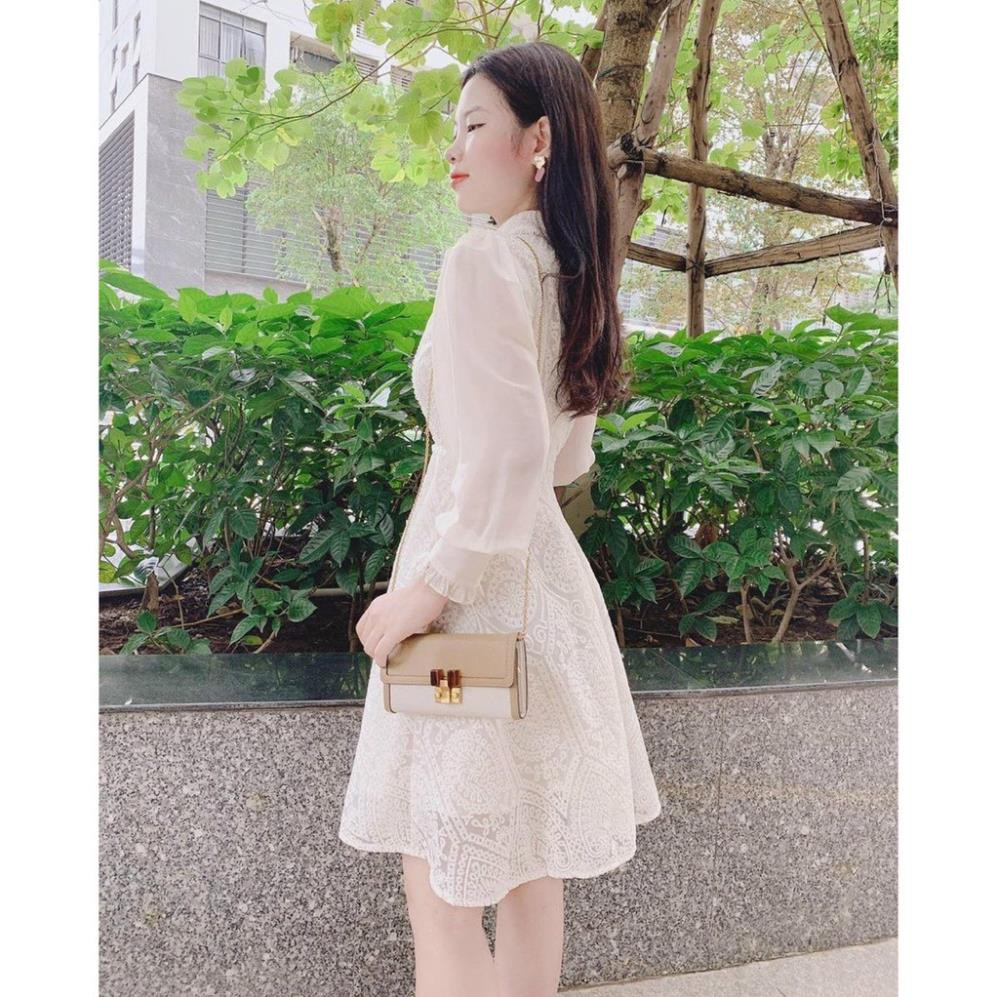 [CÓ ẢNH THẬT] ĐẦM REN TAY DÀI CỔ SEN