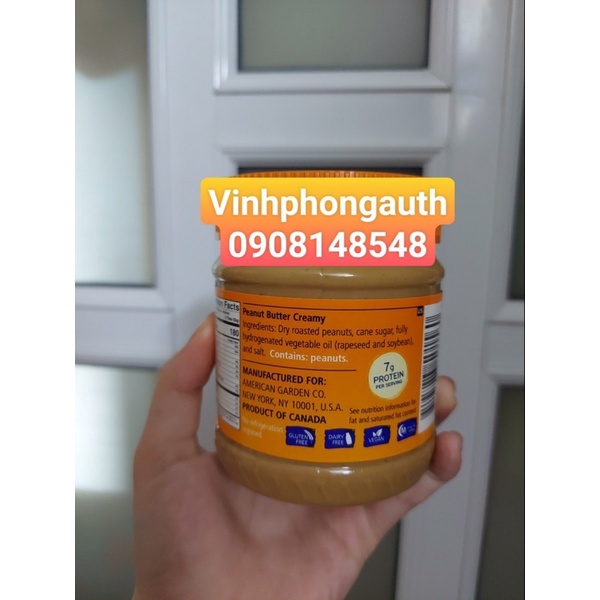 [340g – NẮP CAM] BƠ ĐẬU PHỘNG MỊN [USA] AMERICAN GARDEN Peanut