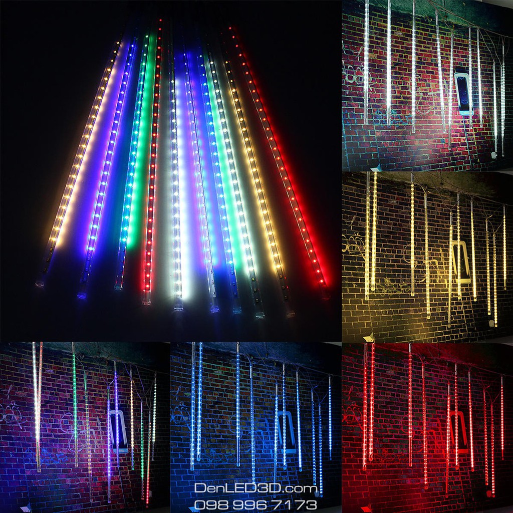 8 Ống Đèn LED Trang Trí Ngoài Trời Hiệu Ứng Mưa Rơi, Sao Băng - Chống Thấm Nước