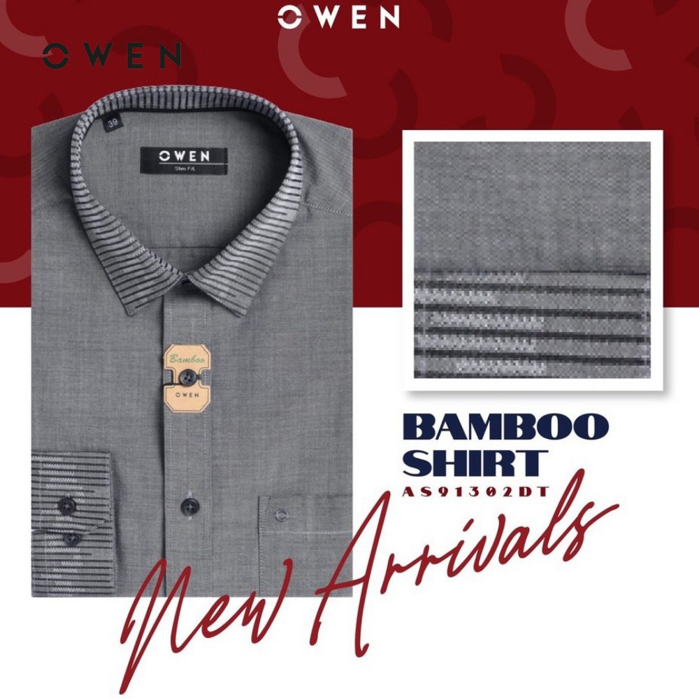 Áo sơ mi dài tay nam Owen chất Bamboo dáng Slimfit màu xám - AS91302DT