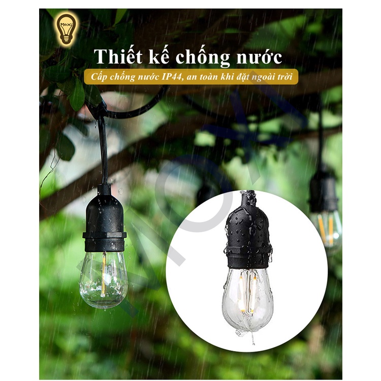 Dây đèn LED Đui E27 Kín Nước Ngoài Trời trang trí DECOR ban công, sân vườn, quán cà phê, quán ăn 5M 10M MOXI