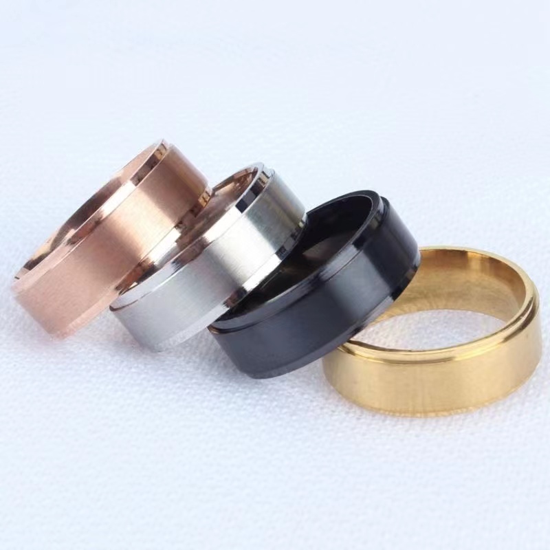 Nhẫn Thép Không Gỉ | Bông Tai Titan Bản Rộng 8MM Phong Cách Âu Mỹ | Nhẫn Thời Trang Mới