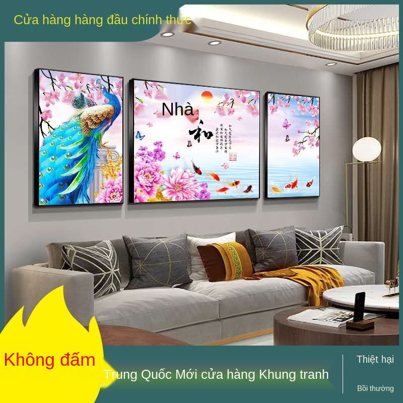 ☃✤Nền sofa bức tranh trang trí tường đơn giản và không khí cao cấp nai sừng tấm phòng khách Bắc Âu các bộ ba Wans
