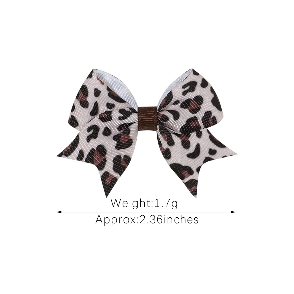 Kẹp tóc KIDSBOWS đính nơ họa tiết da báo dễ thương cho bé gái 2.4&quot;