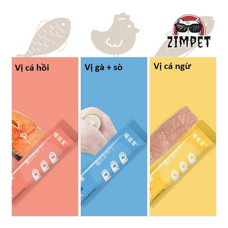 Súp thưởng cho mèo Catsnack dạng thanh lẻ 15gr - Súp thưởng cho mèo thơm ngon bổ dưỡng - Đồ ăn vặt cho mèo - Zimpet