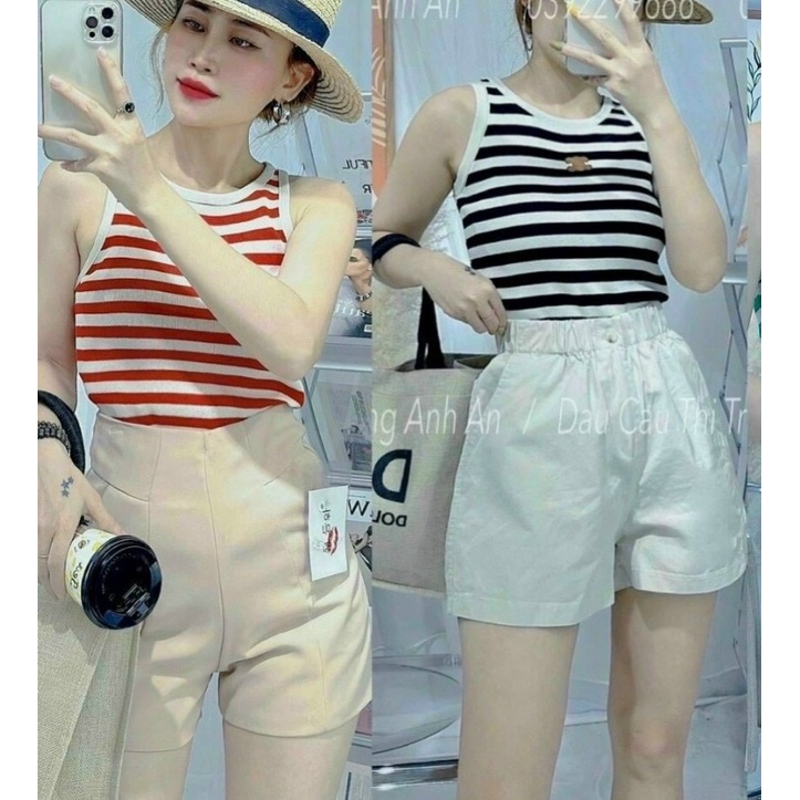 Áo Croptop Ba Lỗ Viền Kẻ Ngang chất thun tăm mềm mịn thoáng mát