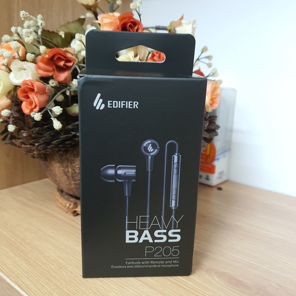Tai nghe Nhét Tai Có Mic Edifier P205 Heavy Bass | Jack 3.5mm Hỗ trợ Android, IOS, Xiaomi