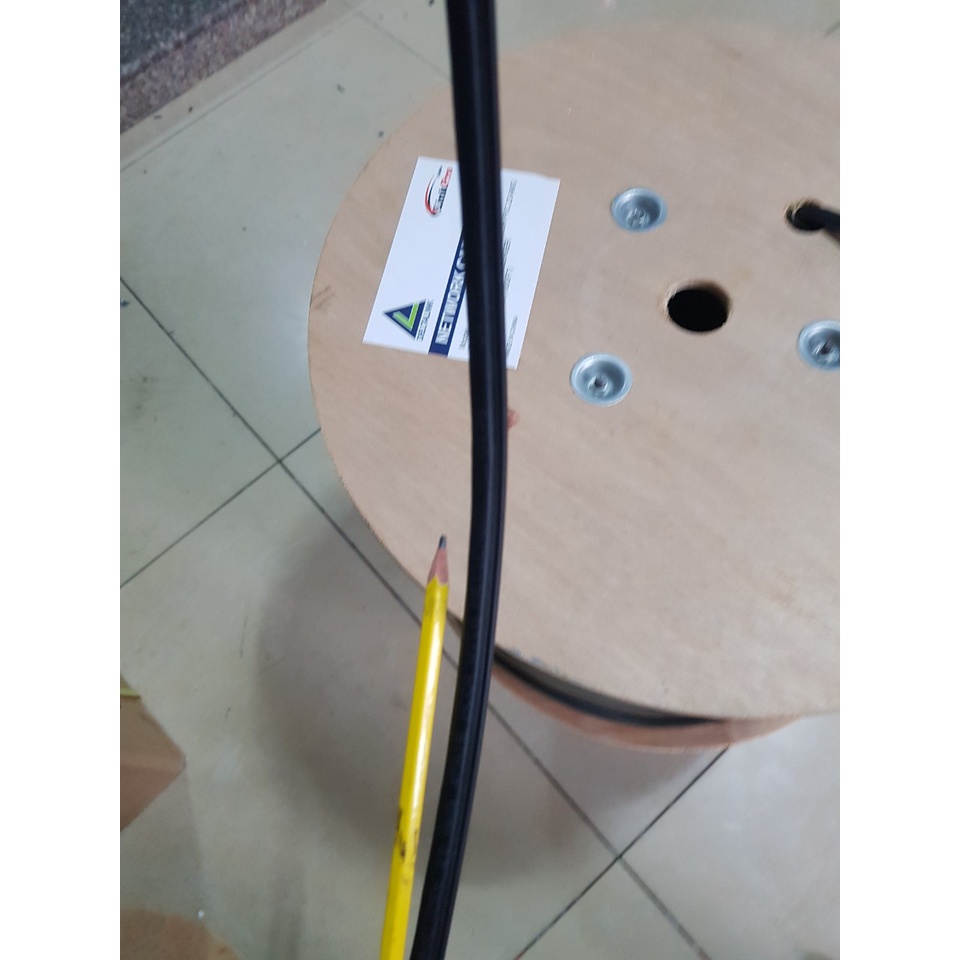 Cuộn 200m cáp mạng ngoài trời Cat6 DELTALINK lõi lớn 23AWG có dây thép gia cường, treo dây