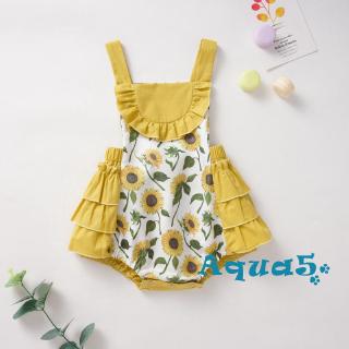 Bộ Áo Liền Quần Trễ Vai In Hoa Hướng Dương Cho Bé Gái (68/74/80/86/92)