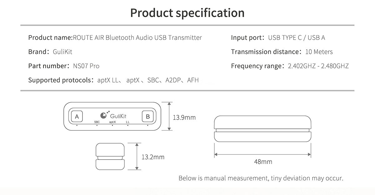 Gulikit NS07 Plus bộ chuyển âm thanh bluetooth cho Nintendo Switch, PS4, laptop