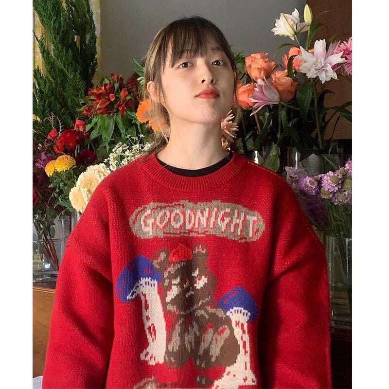 ANTUSON.Áo sweater dáng rộng phong cách giáng sinh thời trang mùa thu đông dành cho nữ