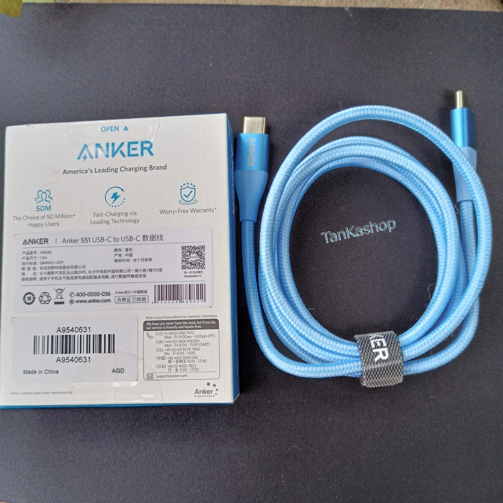 Cáp Sạc Anker Usb C to C Bản Starway Bện Dù Dài 1.2m A9540 Công Suất 60w
