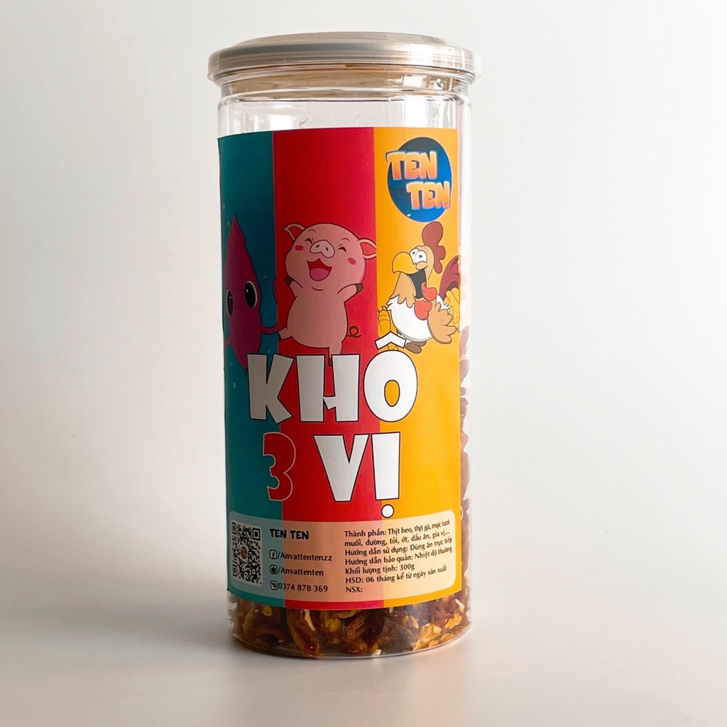 Khô gà mix khô mực, heo Lê Hải, 3 vị trong 1 hộp 300g, đồ ăn vặt | BigBuy360 - bigbuy360.vn