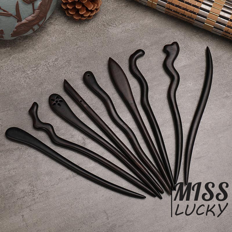 Trâm cài tóc gỗ đàn hương màu đen phong cách Trung Hoa cổ điển dành cho nữ