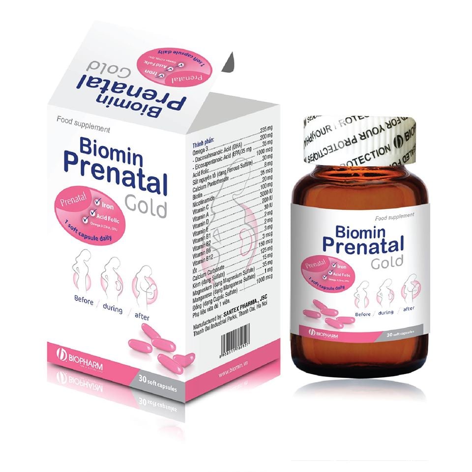 Biomin Prenatal Gold - Viên uống tổng hợp cho bà bầu (30 viên/ chai)