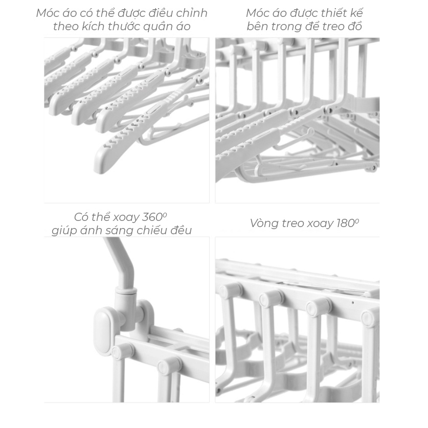 Móc Treo Quần Áo Thông Minh Bằng Inox Đầu Bọc Nhựa Mẫu Móc Treo Đồ 5 Tầng Tiện Lợi Có Thể Xoay 360 Độ Và Gấp Gọn