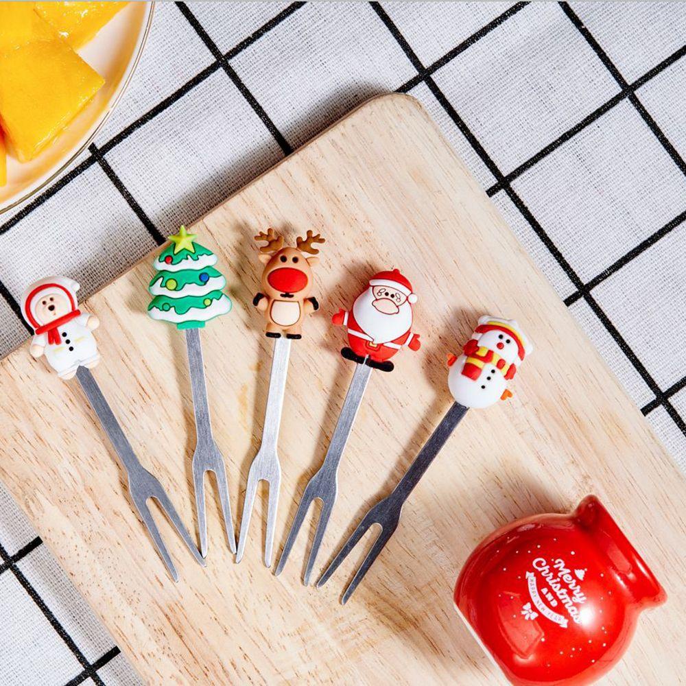 Bộ 5 Nĩa Ăn Tráng Miệng Kèm Giá Đỡ Bằng Sứ