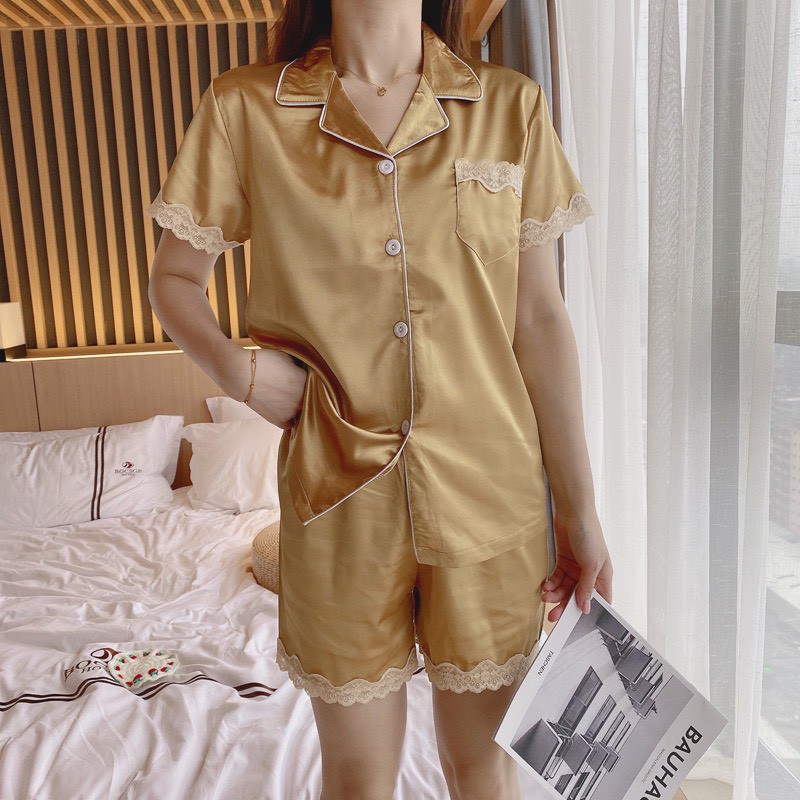 BỘ LỤA PIZAMA CỘC PHỐI REN 3 MÀU NỮ x | BigBuy360 - bigbuy360.vn