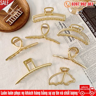 Cặp - kẹp tóc kim loại vàng size to nhiều hình dáng