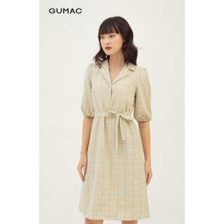 Đầm nữ suông họa tiết caro GUMAC kiểu sáng sơ mi, đủ size DB316