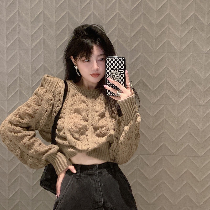 Áo Sweater Dệt Kim Mỏng Góc Phải Phong Cách Retro Mùa Thu Mới