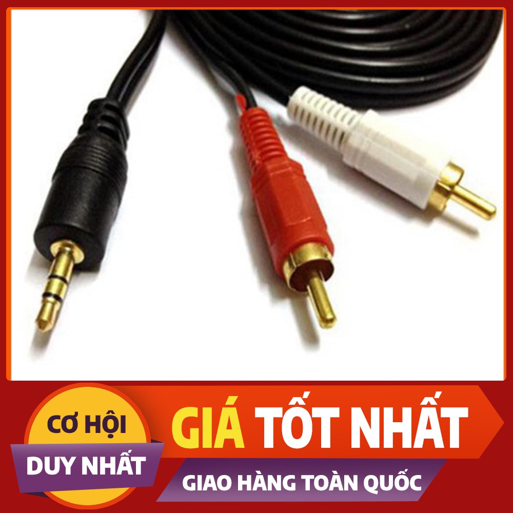 Cáp loa đầu Jack 3.5mm ra 2 đầu hoa sen AV dài 1.5 mét