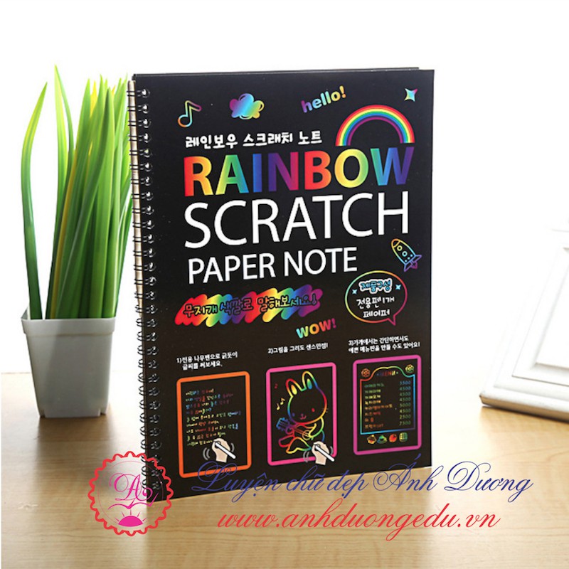 Sổ xước Rainbow Cractch Note Ánh Dương ghi chú sáng tạo viết vẽ sơ đồ tư duy 26x19cm