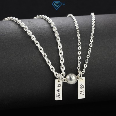Vòng cổ đôi nam châm tròn khắc tên DCD0039 Trang Sức TNJ