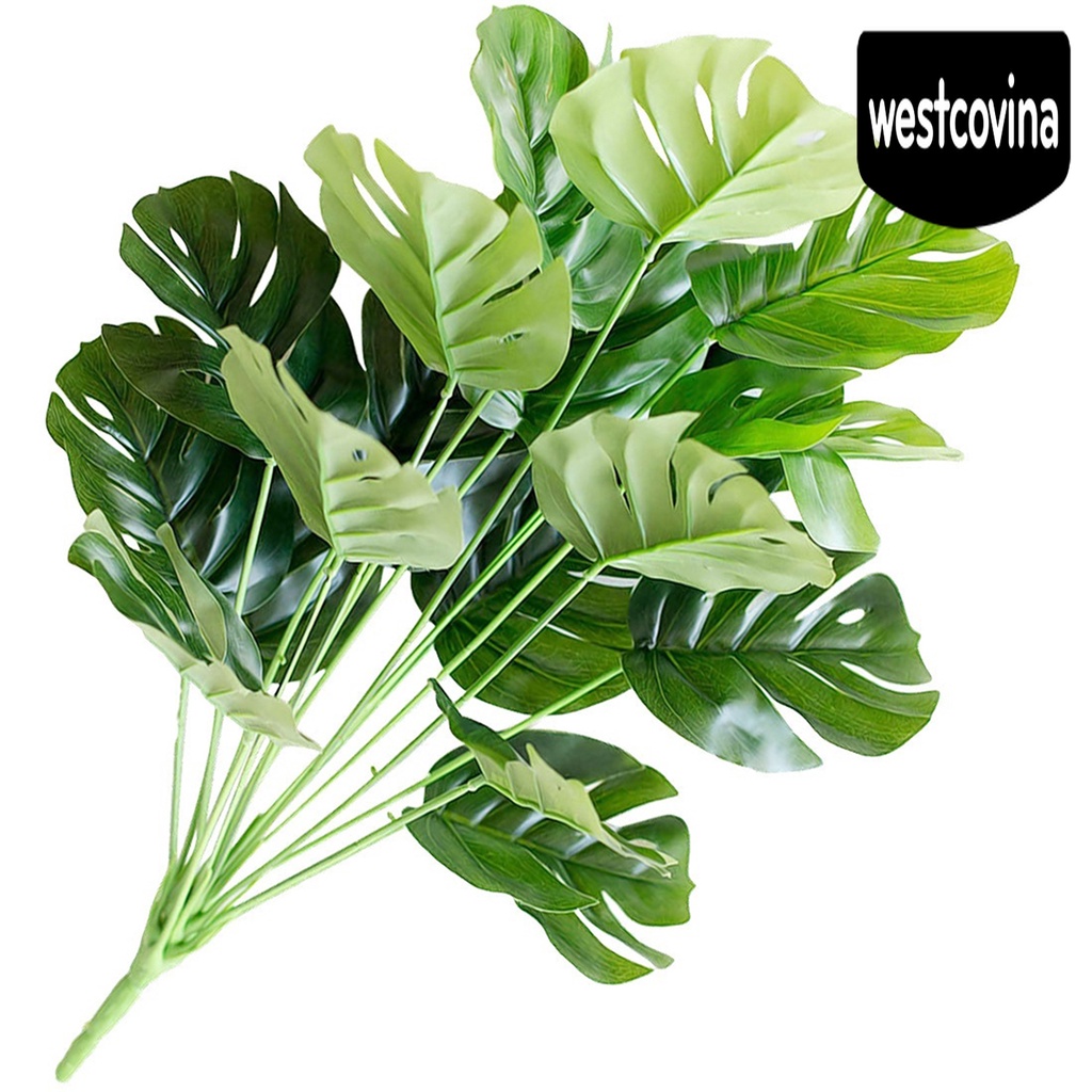 [Hot]☀ 1 Bó Hoa Monstera Giả Bằng Nhựa Màu Xanh Lá Dùng Trang Trí Nhà