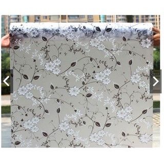 Decal giấy dán kính hoa lá đen